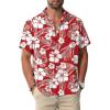 Flower Red Men Hawaiian Button Shirts