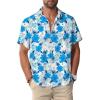 Flower White Men Hawaiian Button Shirts