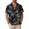 Leaf Grey Men Hawaiian Button Shirts