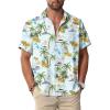 Light Blue Men Hawaiian Button Down Shirts