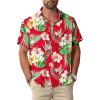 Red Hawaiian Men Button Down Shirt