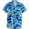Shark Blue Men Hawaiian Button Shirt