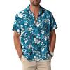 Tropical Blue Men Hawaiian Button Shirts