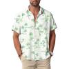 White Green Hawaiian Men Button Down Shirt