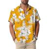 Yellow White Hawaiian Men Button Down Shirt