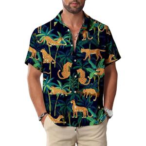 imageKYKU Hawaiian Shirt for Men Beach Vacation Summer Short Sleeve Button Down Mens Shirts Casual StylishDark Navy Hawaiian Men Button Down Shirt