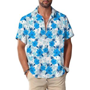 imageKYKU Hawaiian Shirt for Men Beach Vacation Summer Short Sleeve Button Down Mens Shirts Casual StylishFlower White Men Hawaiian Button Shirts