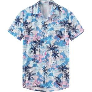 imageKYKU Hawaiian Shirt for Men Beach Vacation Summer Short Sleeve Button Down Mens Shirts Casual StylishTree Multicolor Men Hawaiian Button Shirt
