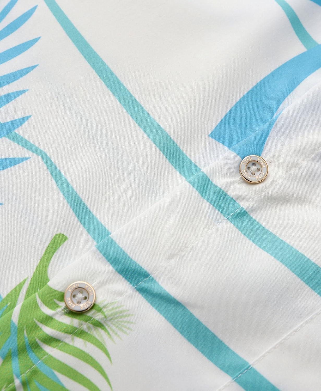 imageKYKU Hawaiian Mens Shirts Casual Beach Vacation Tropical Mens Button Down Short Sleeve Shirt with PocketBeach White Men Hawaiian Button Shirt