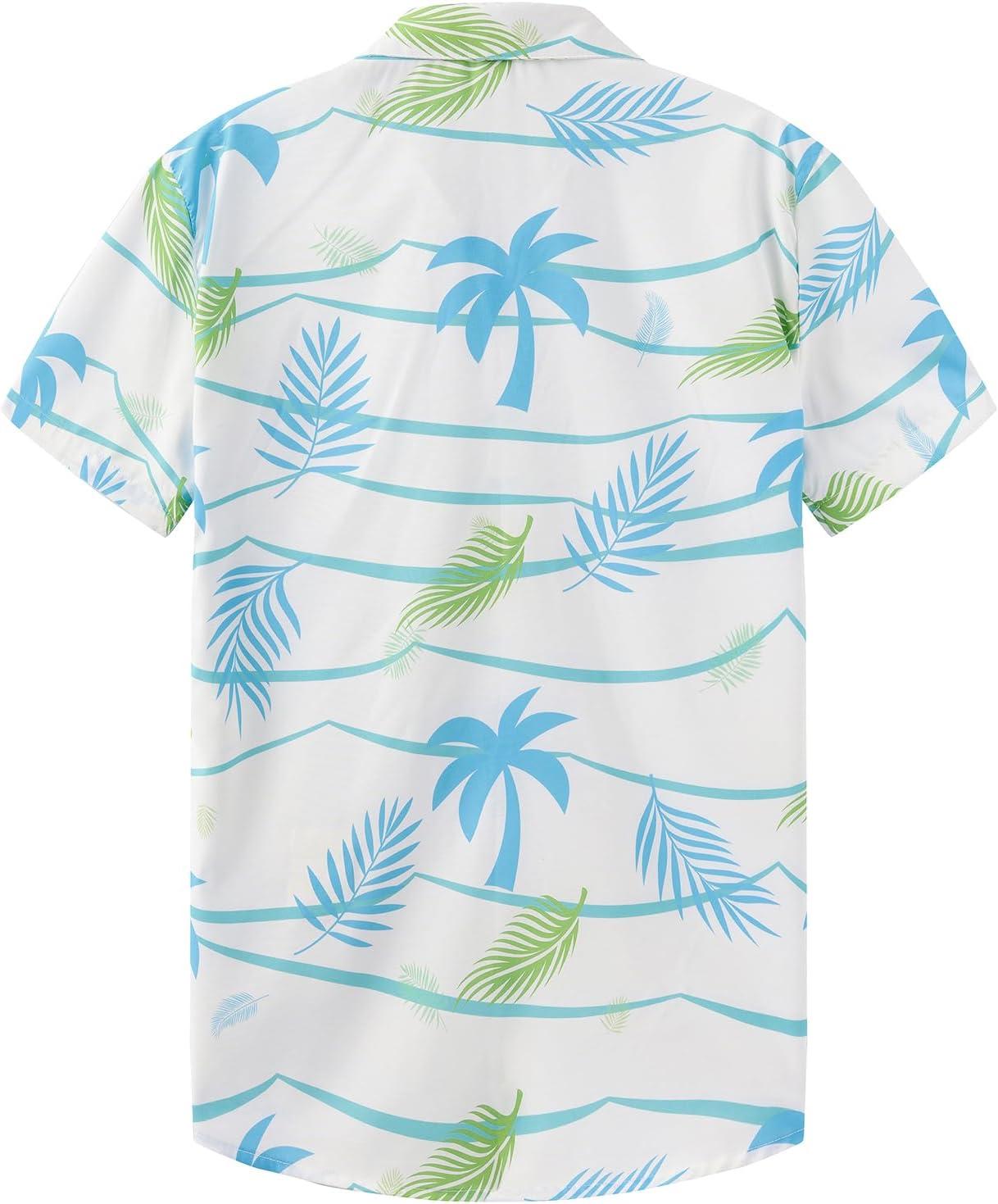 imageKYKU Hawaiian Mens Shirts Casual Beach Vacation Tropical Mens Button Down Short Sleeve Shirt with PocketBeach White Men Hawaiian Button Shirt