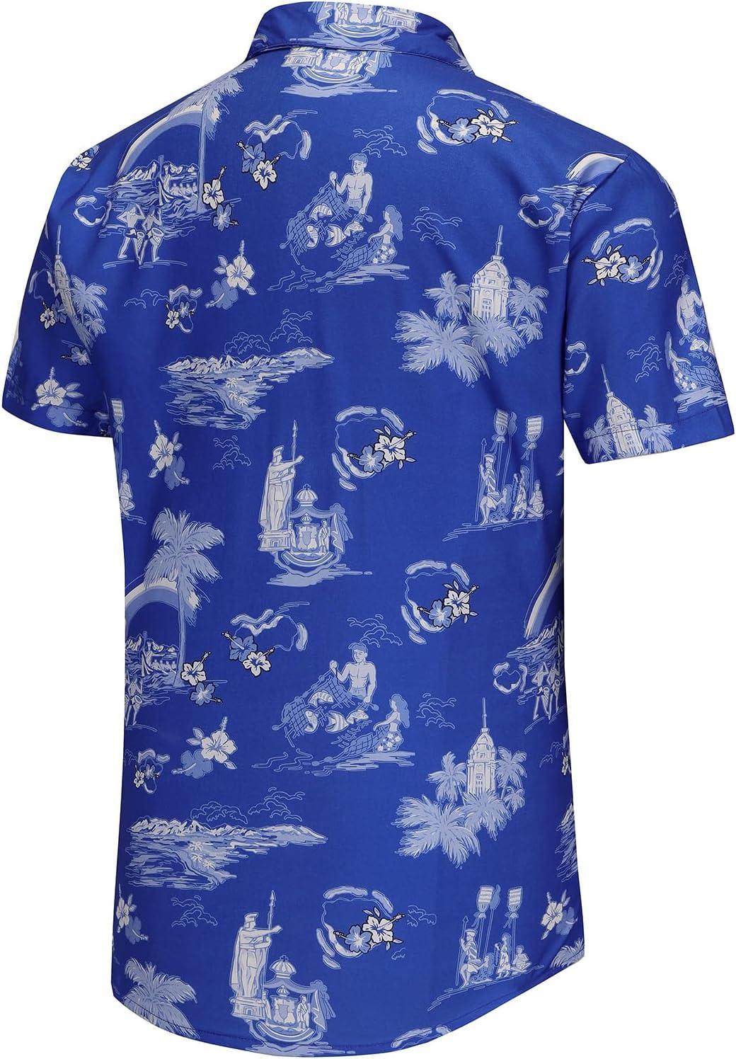 imageKYKU Hawaiian Mens Shirts Casual Beach Vacation Tropical Mens Button Down Short Sleeve Shirt with PocketBlue Hawaiian Men Button Down Shirt
