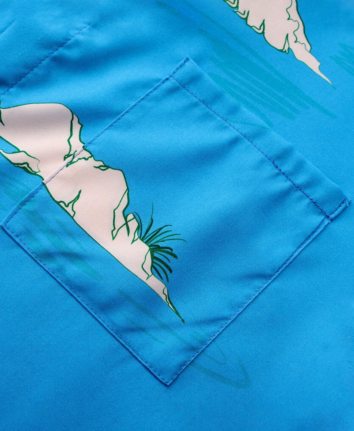 imageKYKU Hawaiian Mens Shirts Casual Beach Vacation Tropical Mens Button Down Short Sleeve Shirt with PocketBlue Tropical Hawaiian Shirt Men
