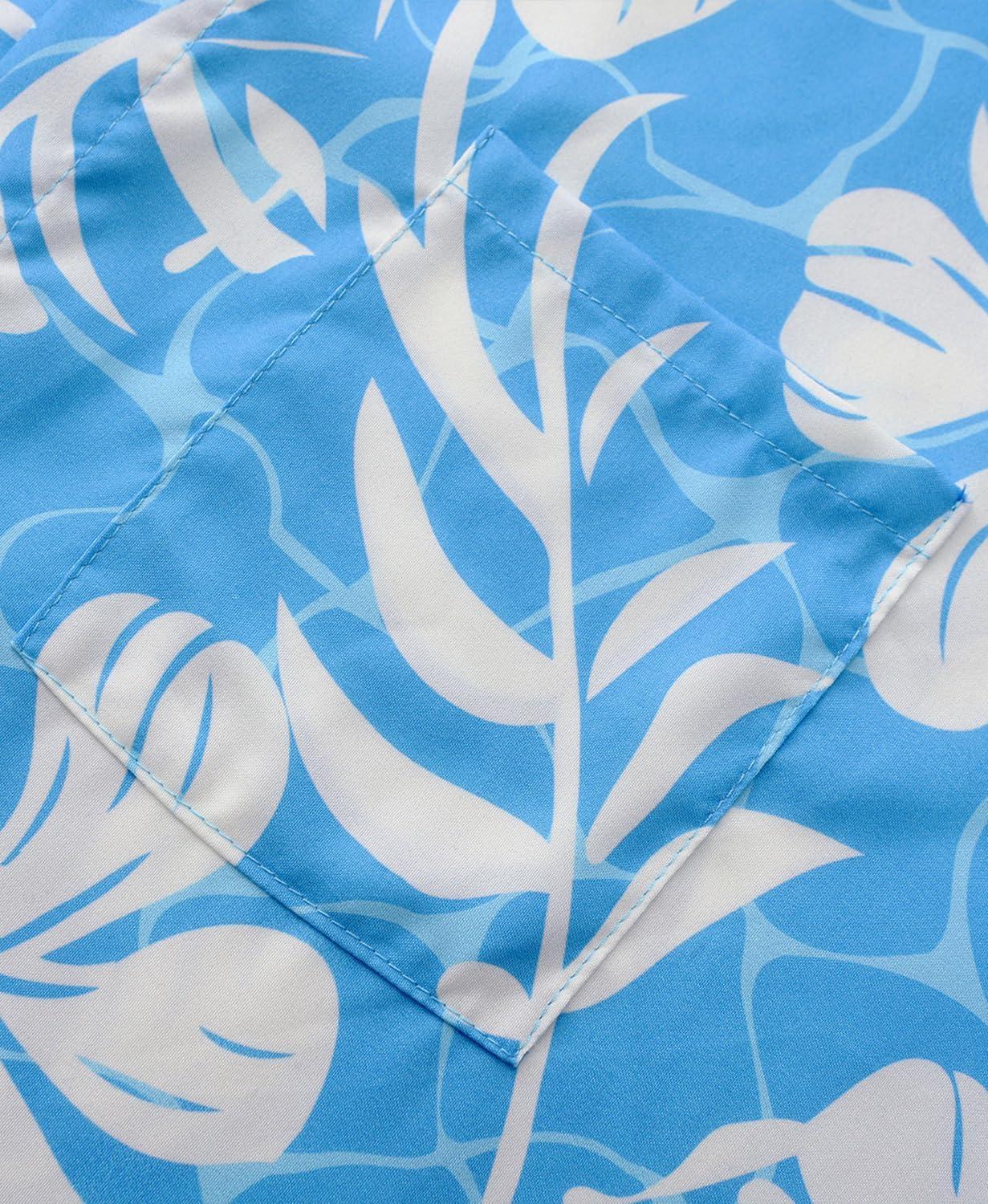 imageKYKU Hawaiian Mens Shirts Casual Beach Vacation Tropical Mens Button Down Short Sleeve Shirt with PocketBlue White Hawaiian Shirt for Men