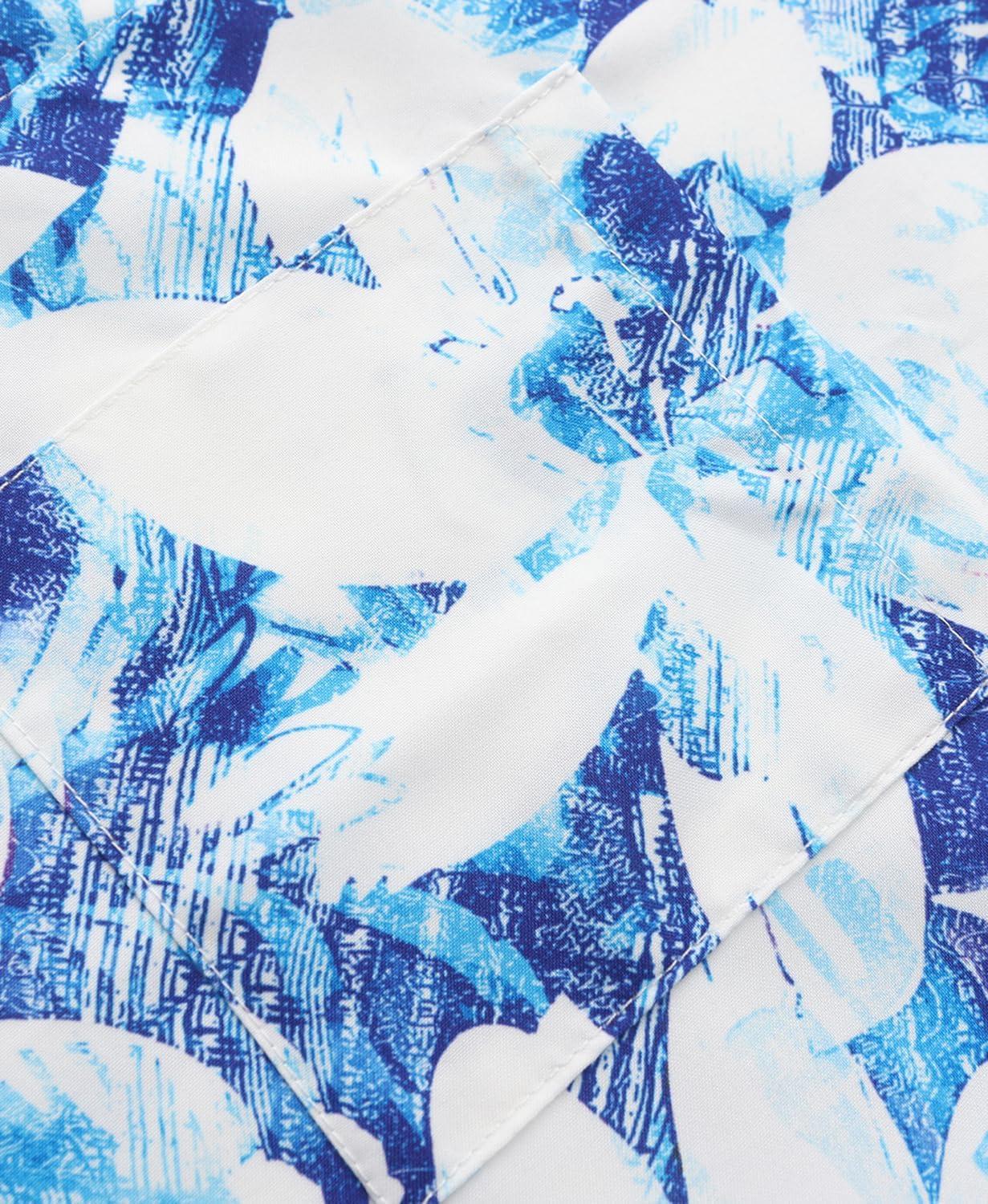 imageKYKU Hawaiian Mens Shirts Casual Beach Vacation Tropical Mens Button Down Short Sleeve Shirt with PocketFlower White Men Hawaiian Button Shirt