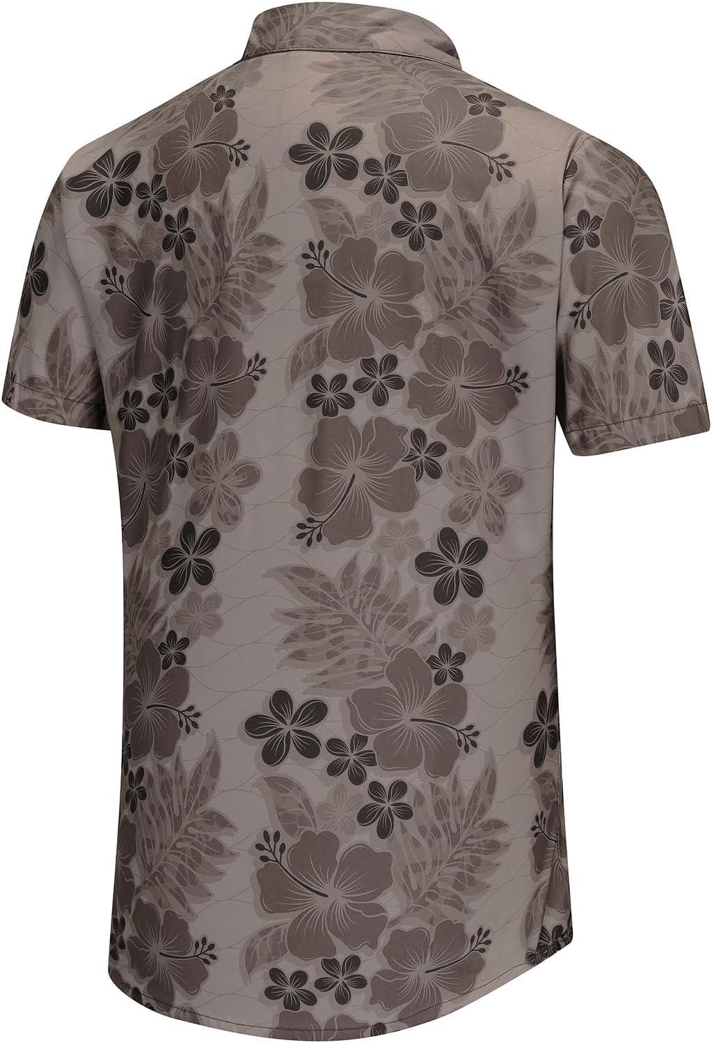 imageKYKU Hawaiian Mens Shirts Casual Beach Vacation Tropical Mens Button Down Short Sleeve Shirt with PocketGray Brown Hawaiian Men Button Down Shirt