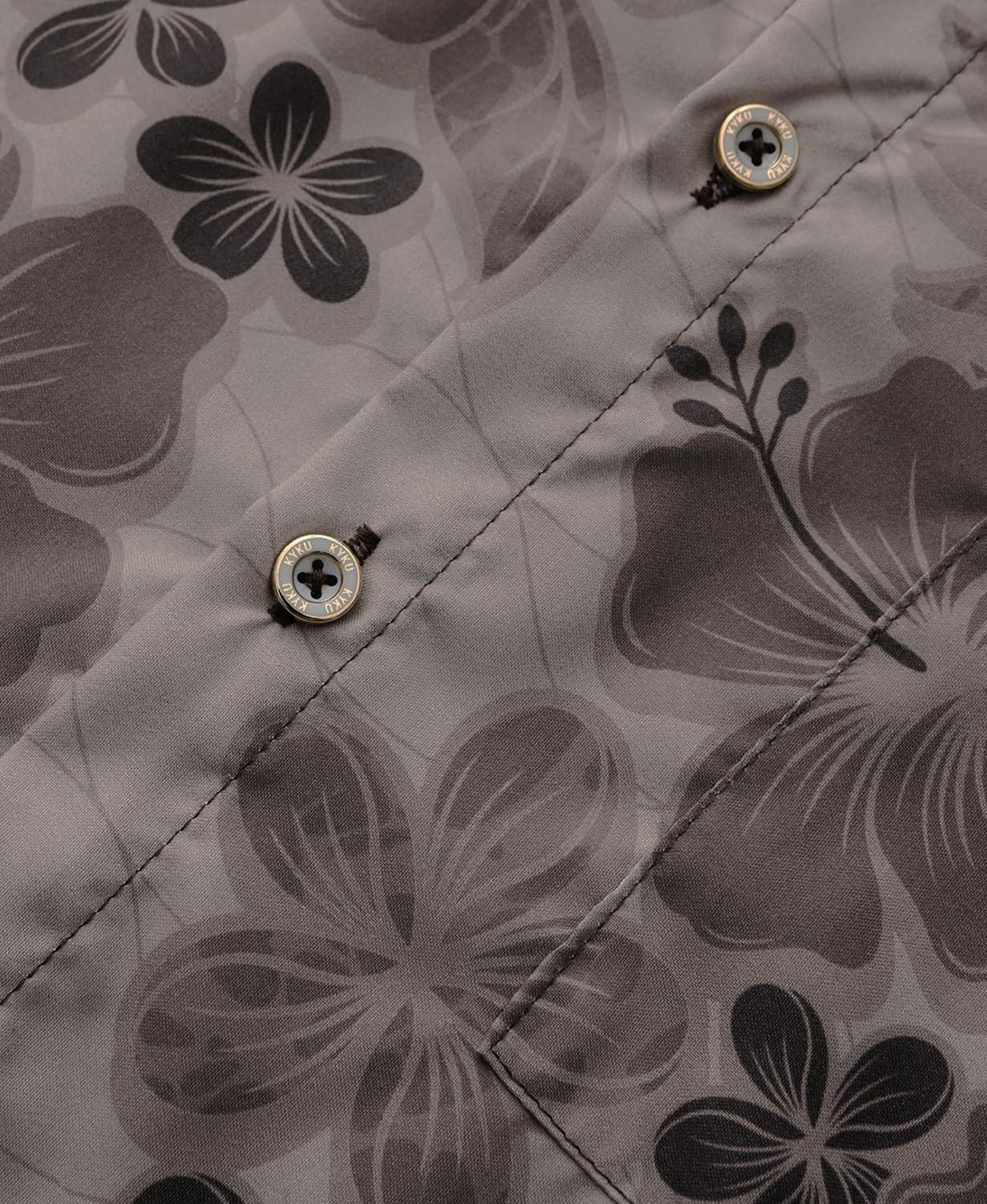 imageKYKU Hawaiian Mens Shirts Casual Beach Vacation Tropical Mens Button Down Short Sleeve Shirt with PocketGray Brown Hawaiian Men Button Down Shirt