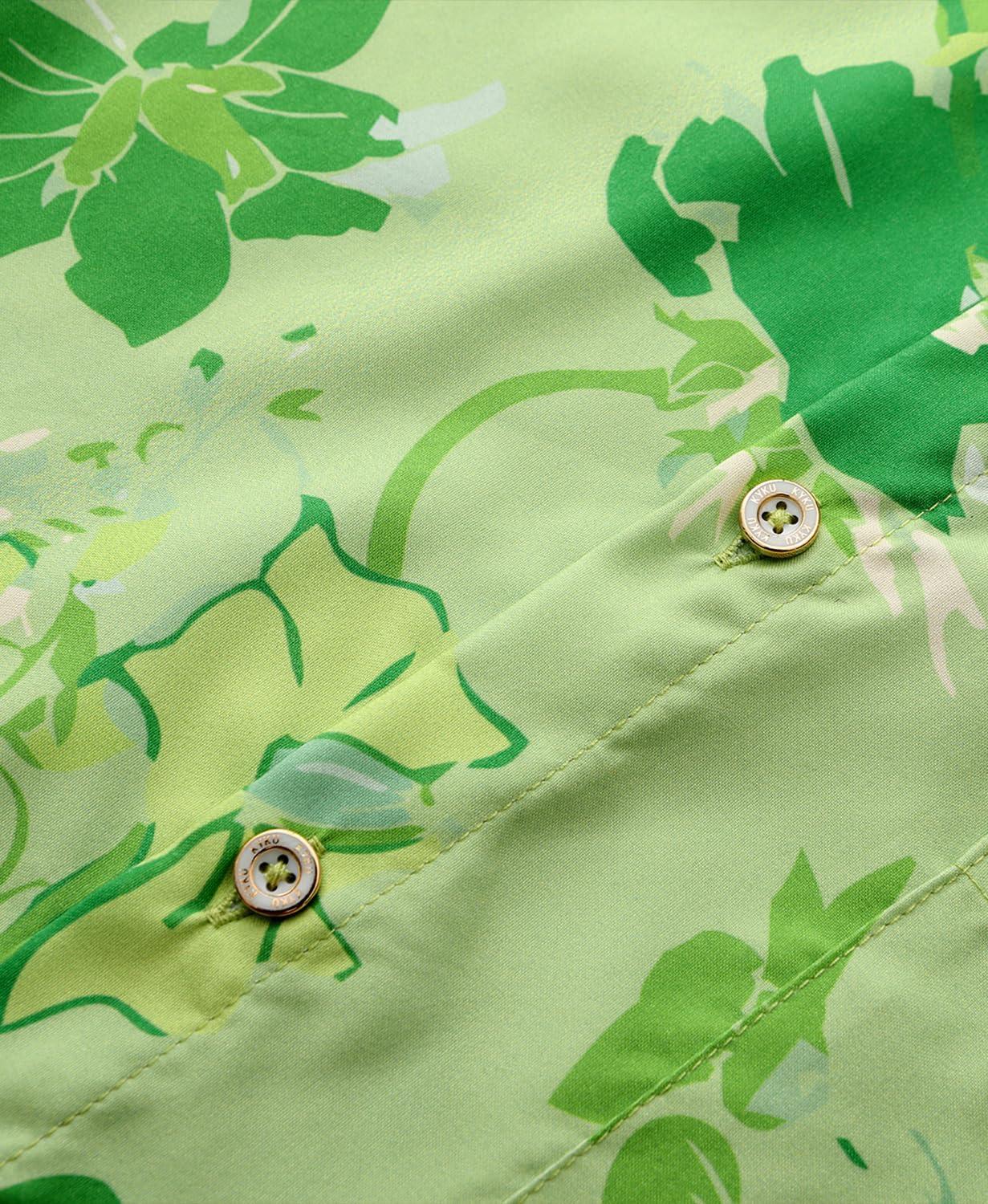 imageKYKU Hawaiian Mens Shirts Casual Beach Vacation Tropical Mens Button Down Short Sleeve Shirt with PocketGreen Hawaiian Men Casual Button Down Shirt