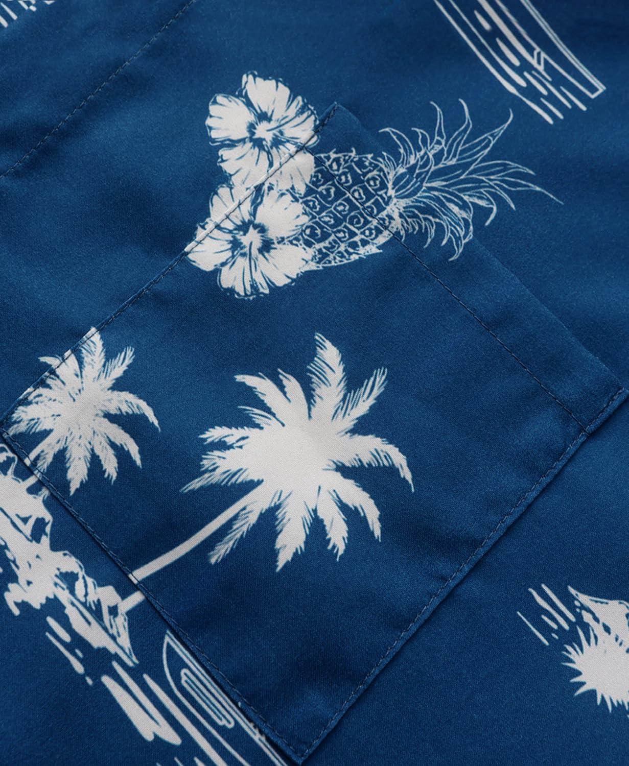 imageKYKU Hawaiian Mens Shirts Casual Beach Vacation Tropical Mens Button Down Short Sleeve Shirt with PocketIslands Blue Hawaiian Men Button Down Shirt
