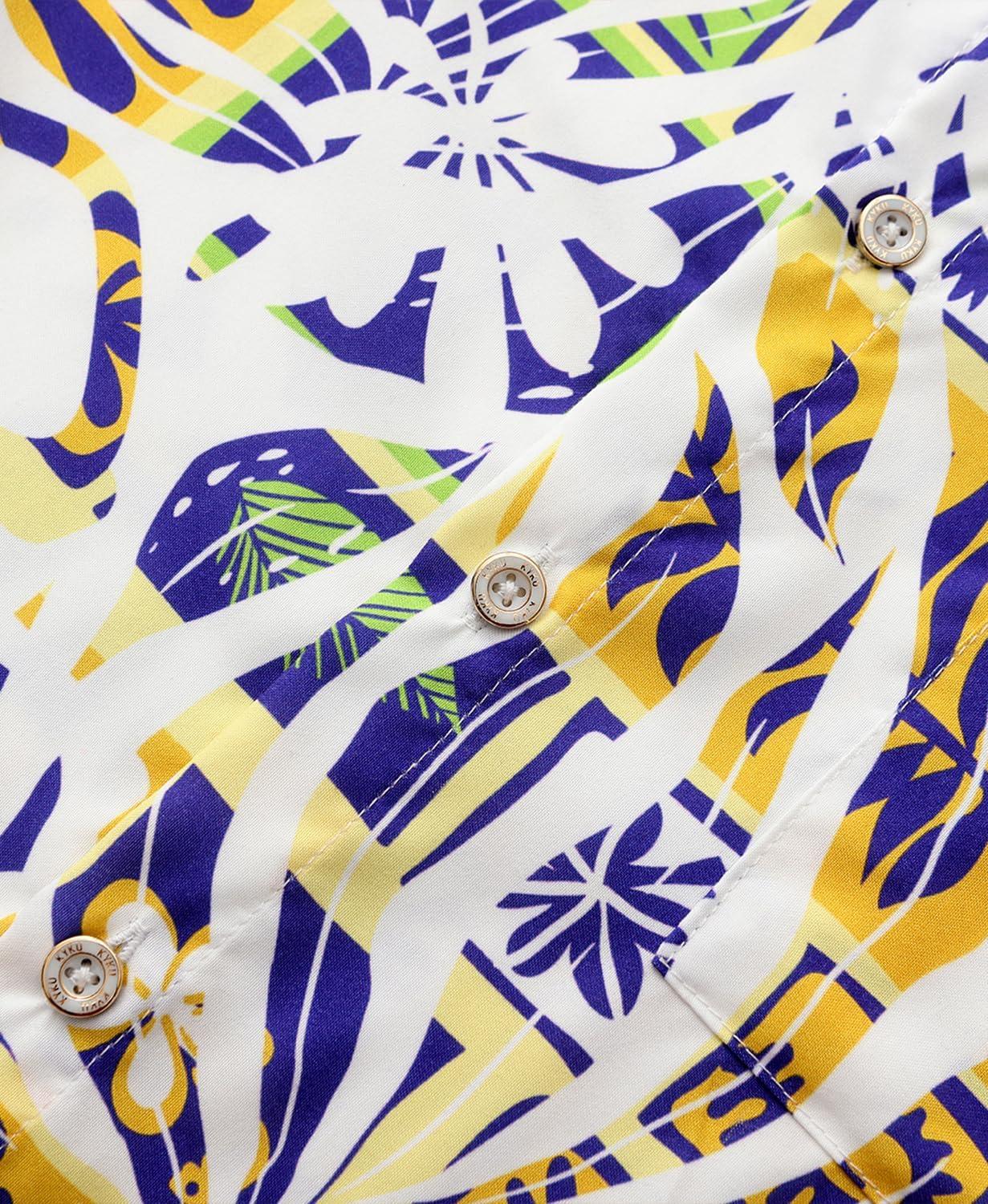 imageKYKU Hawaiian Mens Shirts Casual Beach Vacation Tropical Mens Button Down Short Sleeve Shirt with PocketMulticolor Hawaiian Men Button Down Shirt