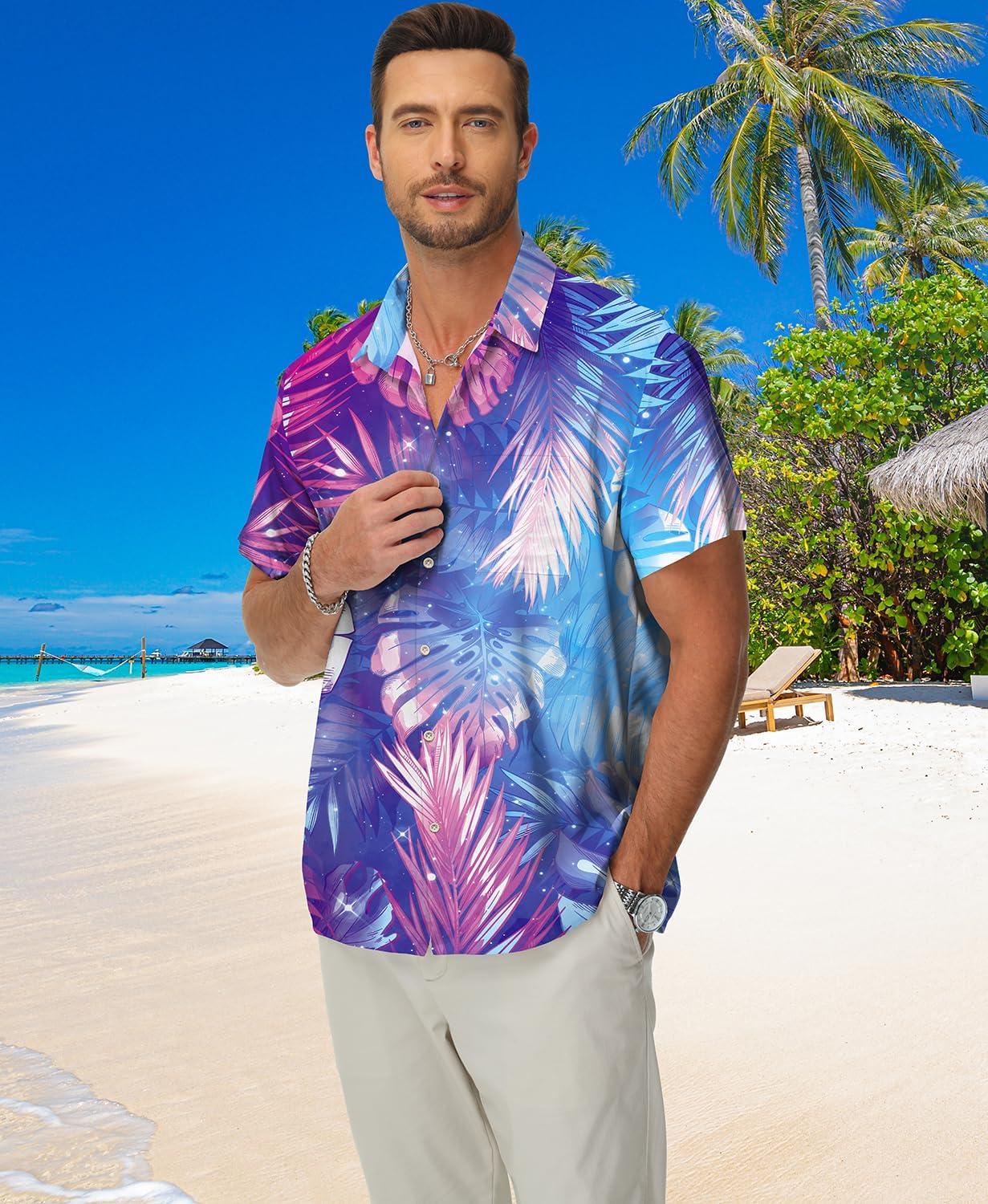 imageKYKU Hawaiian Mens Shirts Casual Beach Vacation Tropical Mens Button Down Short Sleeve Shirt with PocketMulticolor Hawaiian Shirt for Men