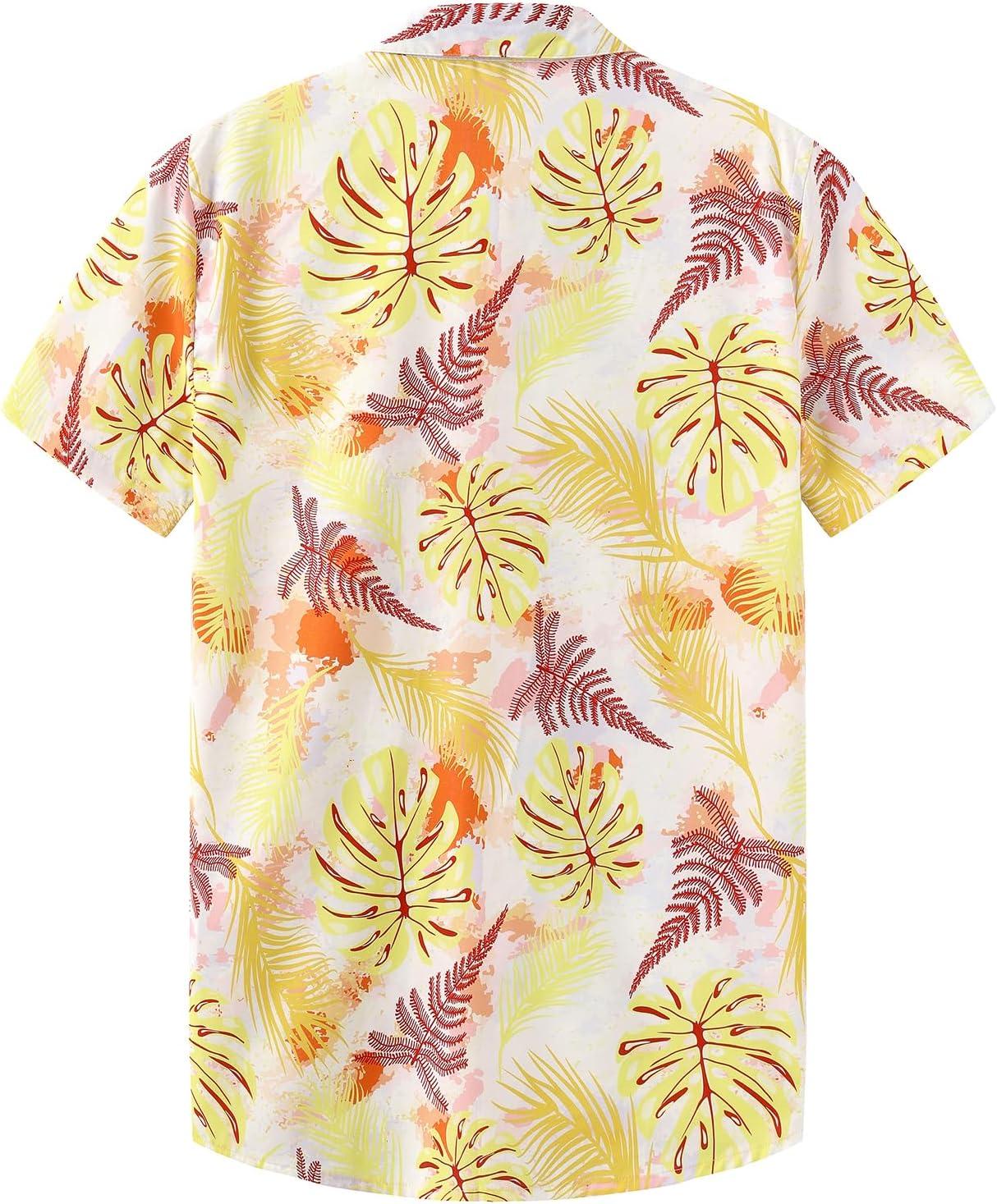 imageKYKU Hawaiian Mens Shirts Casual Beach Vacation Tropical Mens Button Down Short Sleeve Shirt with PocketMulticolor Men Hawaiian Button Down Shirts