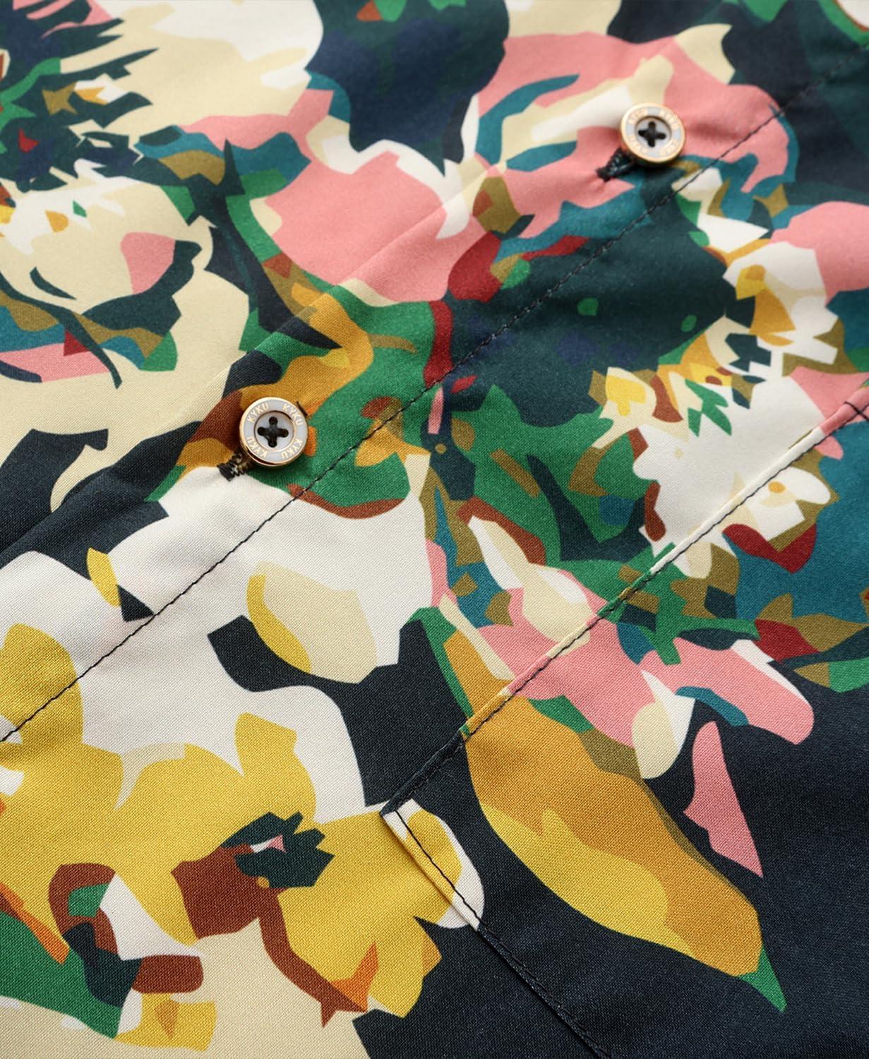 imageKYKU Hawaiian Mens Shirts Casual Beach Vacation Tropical Mens Button Down Short Sleeve Shirt with PocketMulticolor Mens Shirts Casual