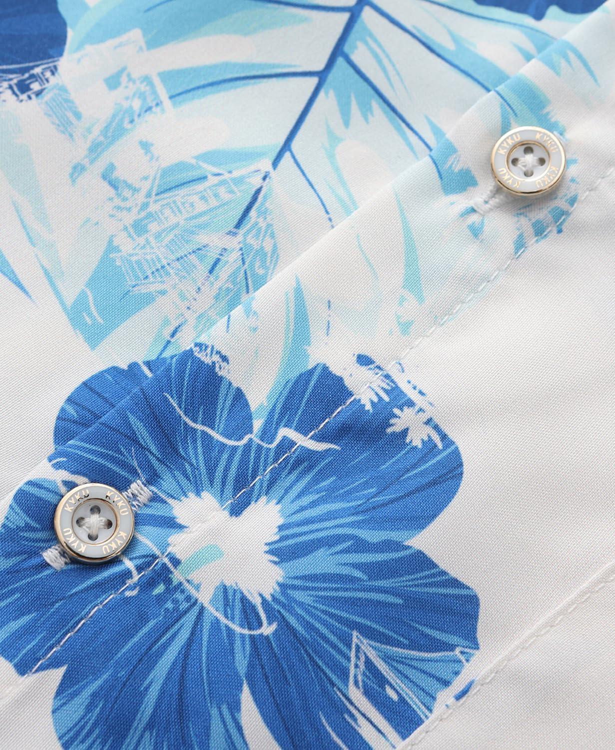 imageKYKU Hawaiian Mens Shirts Casual Beach Vacation Tropical Mens Button Down Short Sleeve Shirt with PocketPineapple White Men Hawaiian Button Shirt