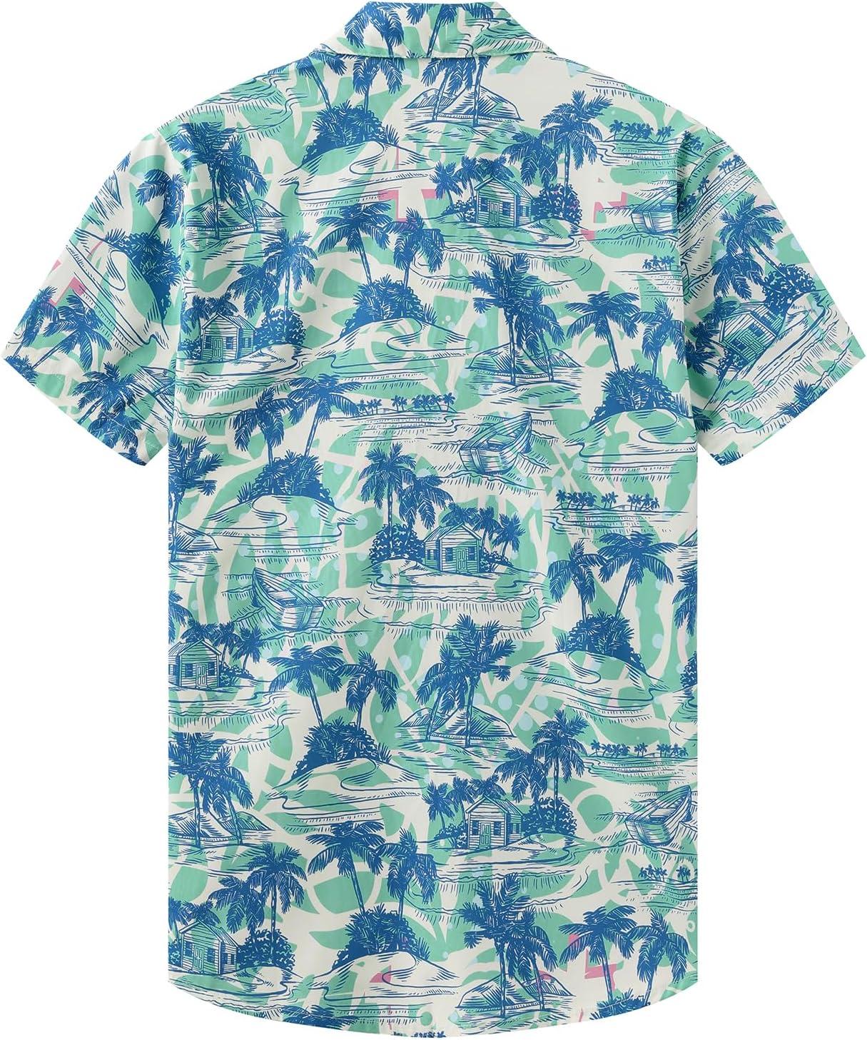 imageKYKU Hawaiian Mens Shirts Casual Beach Vacation Tropical Mens Button Down Short Sleeve Shirt with PocketTree Blue Hawaiian Shirt for Men