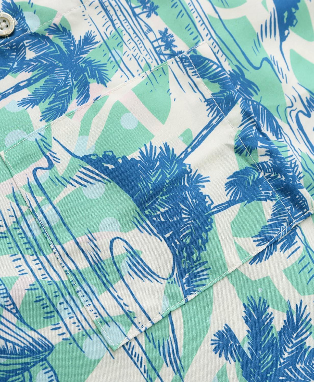 imageKYKU Hawaiian Mens Shirts Casual Beach Vacation Tropical Mens Button Down Short Sleeve Shirt with PocketTree Blue Hawaiian Shirt for Men