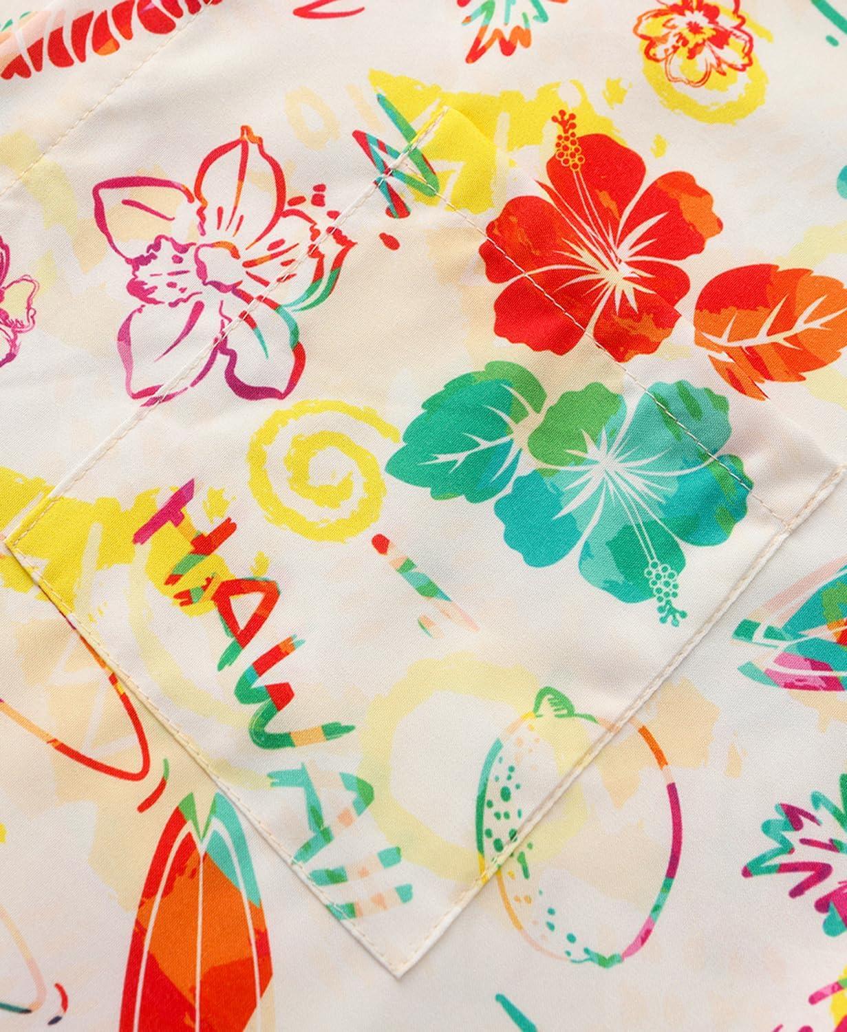 imageKYKU Hawaiian Mens Shirts Casual Beach Vacation Tropical Mens Button Down Short Sleeve Shirt with PocketTropical Multicolor Men Hawaiian Button Shirt