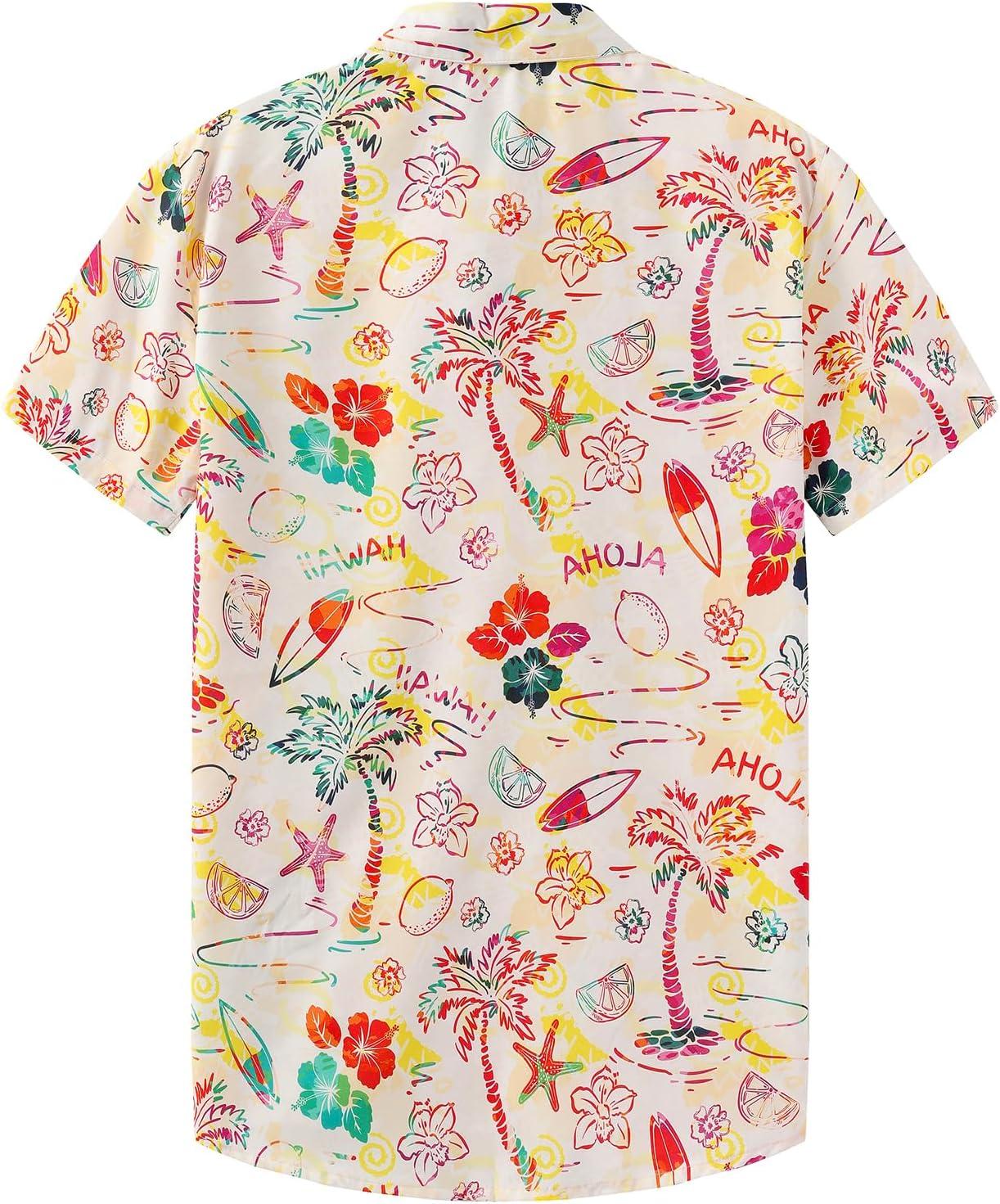 imageKYKU Hawaiian Mens Shirts Casual Beach Vacation Tropical Mens Button Down Short Sleeve Shirt with PocketTropical Multicolor Men Hawaiian Button Shirt
