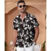 imageKYKU Hawaiian Mens Shirts Casual Beach Vacation Tropical Mens Button Down Short Sleeve Shirt with PocketBeach Black Men Hawaiian Button Shirt