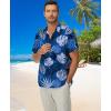 imageKYKU Hawaiian Mens Shirts Casual Beach Vacation Tropical Mens Button Down Short Sleeve Shirt with PocketBlue Men Hawaiian Button Down Shirts
