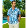 imageKYKU Hawaiian Mens Shirts Casual Beach Vacation Tropical Mens Button Down Short Sleeve Shirt with PocketBlue Mens Shirts Casual