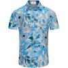 imageKYKU Hawaiian Mens Shirts Casual Beach Vacation Tropical Mens Button Down Short Sleeve Shirt with PocketBlue Mens Shirts Casual