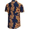 imageKYKU Hawaiian Mens Shirts Casual Beach Vacation Tropical Mens Button Down Short Sleeve Shirt with PocketBlue Orange Hawaiian Men Button Down Shirt