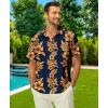 imageKYKU Hawaiian Mens Shirts Casual Beach Vacation Tropical Mens Button Down Short Sleeve Shirt with PocketBlue Orange Hawaiian Men Button Down Shirt
