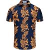 imageKYKU Hawaiian Mens Shirts Casual Beach Vacation Tropical Mens Button Down Short Sleeve Shirt with PocketBlue Orange Hawaiian Men Button Down Shirt