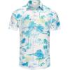 imageKYKU Hawaiian Mens Shirts Casual Beach Vacation Tropical Mens Button Down Short Sleeve Shirt with PocketBlue White Hawaiian Men Button Down Shirt