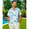 imageKYKU Hawaiian Mens Shirts Casual Beach Vacation Tropical Mens Button Down Short Sleeve Shirt with PocketBlue White Hawaiian Men Button Down Shirt