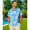 imageKYKU Hawaiian Mens Shirts Casual Beach Vacation Tropical Mens Button Down Short Sleeve Shirt with PocketBlue White Hawaiian Shirt for Men