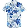 imageKYKU Hawaiian Mens Shirts Casual Beach Vacation Tropical Mens Button Down Short Sleeve Shirt with PocketBlue White Men Hawaiian Button Down Shirts