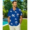 imageKYKU Hawaiian Mens Shirts Casual Beach Vacation Tropical Mens Button Down Short Sleeve Shirt with PocketBlue White Mens Shirts Casual