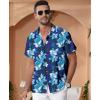 imageKYKU Hawaiian Mens Shirts Casual Beach Vacation Tropical Mens Button Down Short Sleeve Shirt with PocketFlorals Blue Men Hawaiian Button Shirt