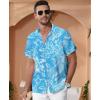 imageKYKU Hawaiian Mens Shirts Casual Beach Vacation Tropical Mens Button Down Short Sleeve Shirt with PocketFlower Blue Men Hawaiian Button Shirt