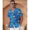 imageKYKU Hawaiian Mens Shirts Casual Beach Vacation Tropical Mens Button Down Short Sleeve Shirt with PocketGuitar Blue Men Hawaiian Button Shirt