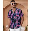 imageKYKU Hawaiian Mens Shirts Casual Beach Vacation Tropical Mens Button Down Short Sleeve Shirt with PocketLeaf Black Men Hawaiian Button Shirts