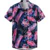 imageKYKU Hawaiian Mens Shirts Casual Beach Vacation Tropical Mens Button Down Short Sleeve Shirt with PocketLeaf Black Men Hawaiian Button Shirts