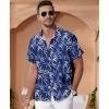 imageKYKU Hawaiian Mens Shirts Casual Beach Vacation Tropical Mens Button Down Short Sleeve Shirt with PocketLeaf Blue Men Hawaiian Button Shirts