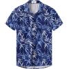 imageKYKU Hawaiian Mens Shirts Casual Beach Vacation Tropical Mens Button Down Short Sleeve Shirt with PocketLeaf Blue Men Hawaiian Button Shirts